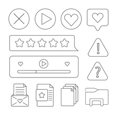 Fototapete - Set of retro stickers. Doodle style. 90s retro vaporwave old desktop user interface elements. Cute nostalgic computer ui, vintage aesthetic icons and windows vector set. stock stylish graphics