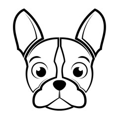 Wall Mural - Black and white line art of french bulldog head Good use for symbol mascot icon avatar tattoo T Shirt design logo or any design