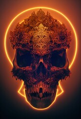 Canvas Print - 3D rendering of a scary fantasy skull