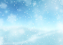 Christmas Background With Falling Snow Against A Defocussed Winter Landscape