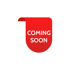 Aufkleber - Coming soon promo labels. Red ribbons. Vector bage and banners