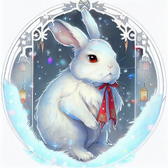 Sticker - Christmas White Rabbits Twitter Icons. With help of AI.