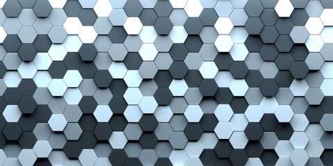 Leinwandbilder - 3D image of a decorative panel from multi-colored hexagons. Background and texture