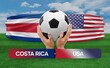 Costa Rica vs USA national teams soccer football match competition concept.