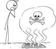 Toxic Smell Coming from Sewerage, Pollution and Water Treatment, Vector Cartoon Stick Figure Illustration