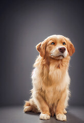 Sticker - Cute realistic golden retriever dog as 3d illustration