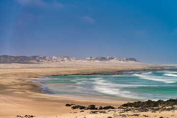 Sea wave blue sky in Masirah island,Oman