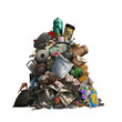 Pile of garbage illustration design art on transparent background. Generative AI