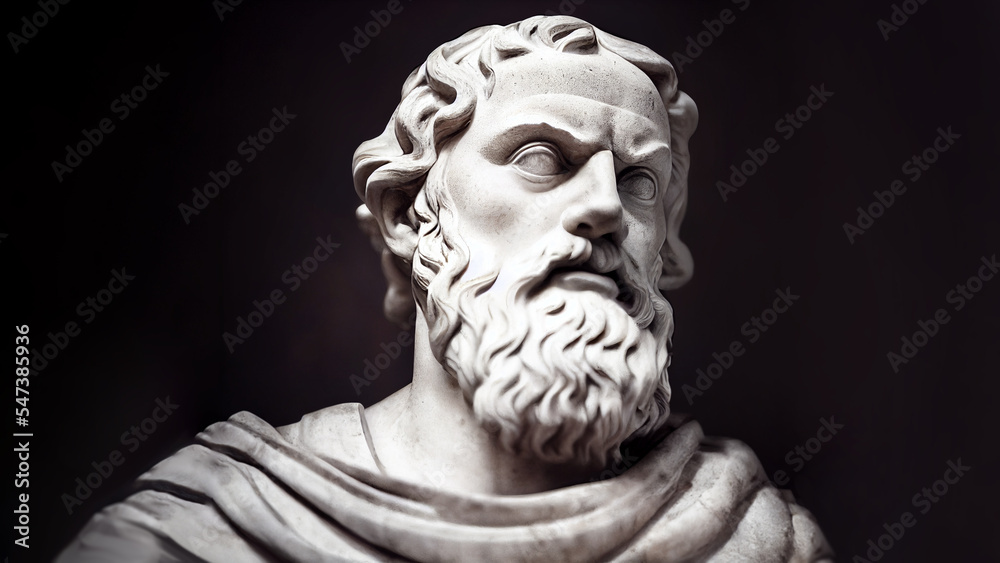 Illustration of the sculpture of Plato. The Greek philosopher. Plato is a central figure in the history of Ancient Greek philosophy.