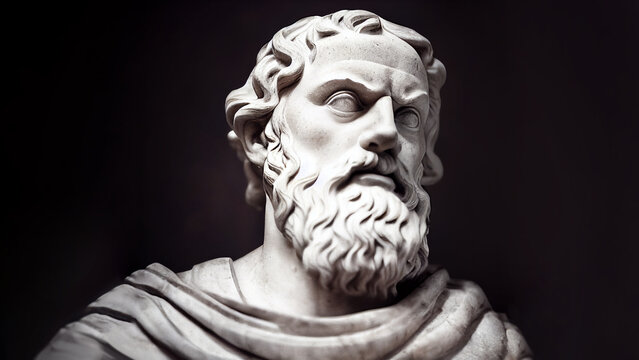 3d rendered illustration of the sculpture of plato. the greek philosopher. plato is a central figure