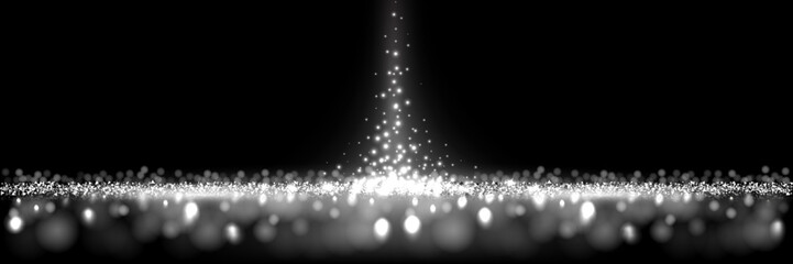 Wall Mural - silver glitter and sparkle of falling confetti in spotlight light beam vector illustration. 3d reali