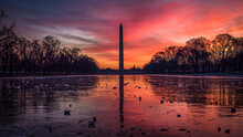The Washington Monument With Dramatic Sky In The Background