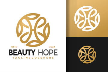 Wall Mural - H Letter Beauty Floral Logo Design, brand identity logos vector, modern logo, Logo Designs Vector Illustration Template