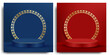 Red and blue round stage podium for Chinese New Year online sales promotion in paper cut style