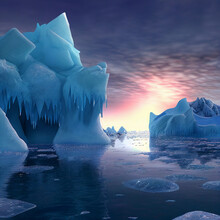 Amazing Arctic Landscape With Frozen Icebergs