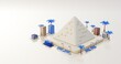 3d illustration Egypt with simple building around and pyramid as landmark