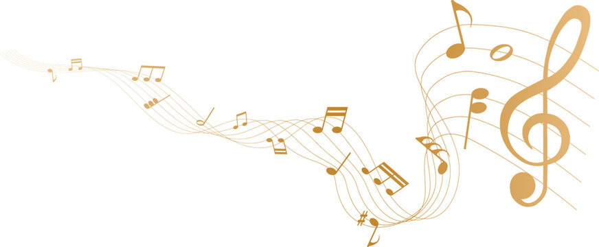 Fototapete - vector illustration of gold colored sheet music - musical notes melody