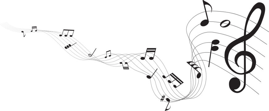 Fototapete - vector illustration of  sheet music - musical notes melody