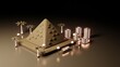 3d illustration Egypt with simple building around and pyramid as landmark in neon light style