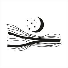 Wall Mural - Moon and Stars Elements. Abstract Landscape Elements.