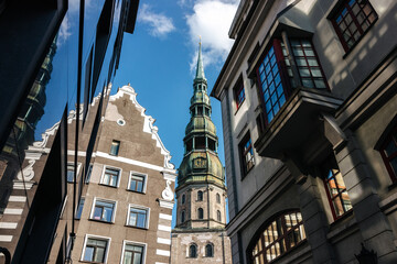 st. peter's church tower in riga, latvia