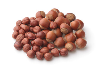 Wall Mural - Pile of shelled and unshelled hazelnuts