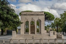 Beautiful Shot Of Garibaldi Ossuary Mausoleum,a Monumental Structure On The Janiculum Hill In Rome