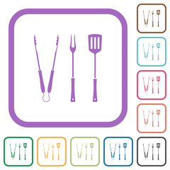 Wall Mural - Barbecue tongs and fork and spatula solid simple icons