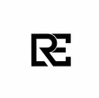 re re r e initial letter logo isolated on white background