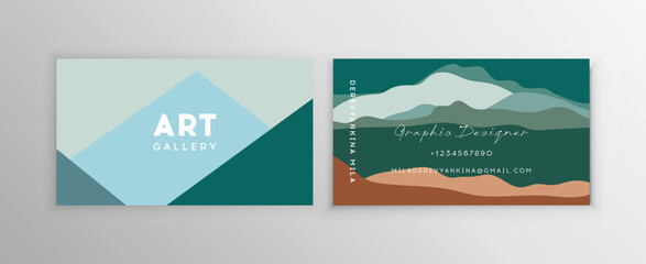 Clean and simple modern business card. Set of abstract backgrounds.