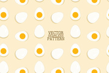 Egg Hard Boiled Yellow Egg Yolk Cute Round Shape Vector Illustration Seamless Repeat Pattern