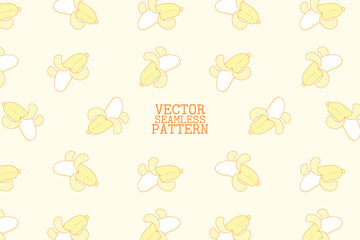 Wall Mural - Banana fruit yellow pastel cute vector illustration seamless repeat pattern