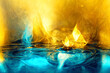 Farbige Strukturen mit Ähnlichkeiten zu Wasser, Feuer und Eis.