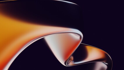 Wall Mural - Abstract fluid 3d render holographic iridescent neon curved wave in motion dark background. Gradient design element for banners, backgrounds, wallpapers and covers.