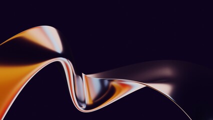 Abstract fluid 3d render holographic iridescent neon curved wave in motion dark background. Gradient design element for banners, backgrounds, wallpapers and covers.
