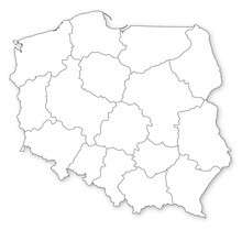 Simple Map Of Poland With Voivodeships Isolated With Transparent Background. Illustration From Vector.