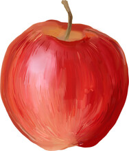 Red Apple. Ripe Fruit. Hand Drawn Illustration