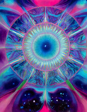 Colorful Spiritual Symbol Motif, Mandala Background, Blue And Violet/mauve/pink Mandala, Illustration, Digital, Meditation, Background, Psychedelic
