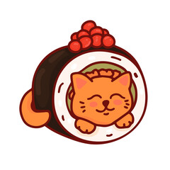 Cute sushi cat icon vector illustration.