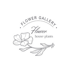 Canvas Print - Vector flower logo template. Modern hand drawn line style design. Minimalist drawn floral logo design illustration.