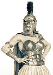 Wall Mural - she is the spartan soldier pop star pose in a white background