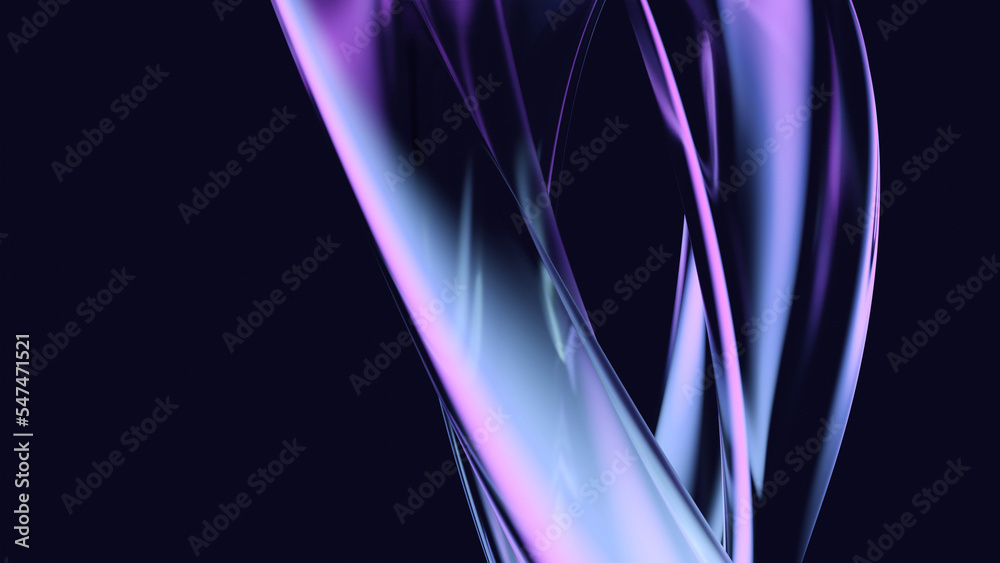 Abstract liquid glass holographic iridescent neon curved wave in motion ...