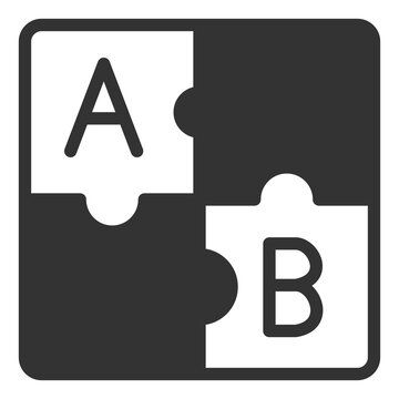 Puzzle with letters - icon, illustration on white background, glyph style