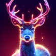 Ai generated illustration of a deer in the colorful lights