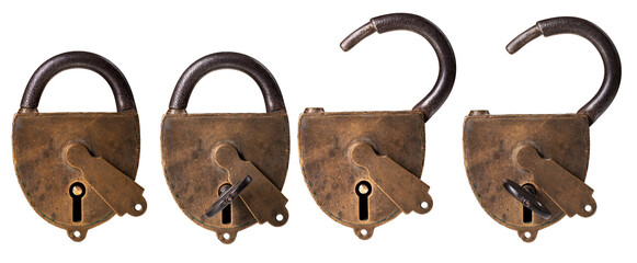 Old padlock on an isolated background.