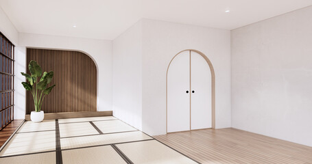 Wall Mural - Muji style, Empty wooden room,Cleaning japandi room interior, 3D rendering