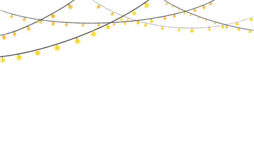 Christmas lanterns garlands on a transparent background, hand drawn in doodle style, festive New Year background.