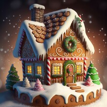A Christmas Themed Gingerbread House 