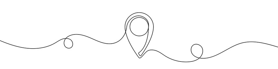 Wall Mural - Map pin in continuous line drawing style. Line art of GPS navigation. Vector illustration. Abstract background