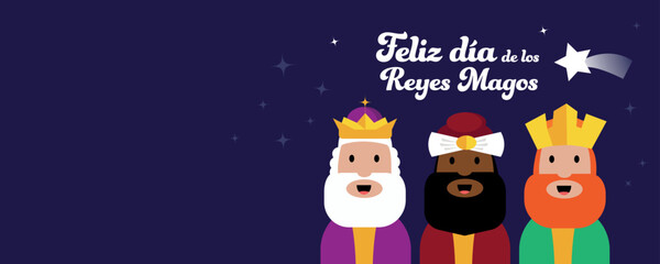 Wall Mural - Feliz dia de los reyes magos. Tarjeta banner plantilla saludo	